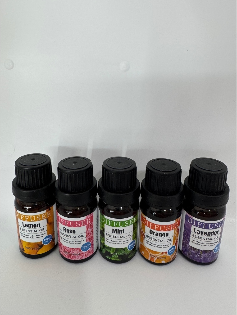 Set of 5 Essential Oils for Diffuser - Lemon, Rose, Mint, Orange, Lavender